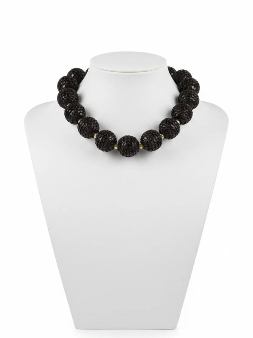 VTG Mid Century Black Sequin Bubble Bead Choker Necklace Hollywood Regency Glam